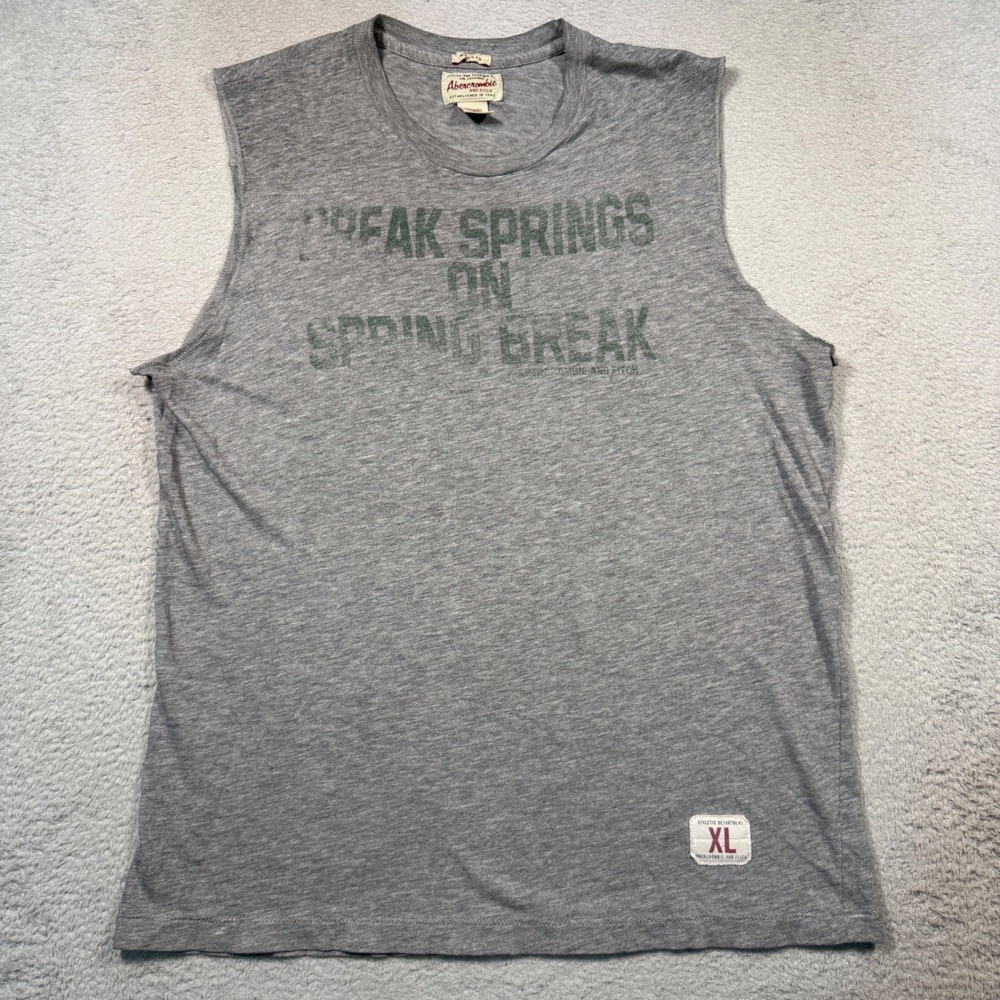 Vintage Y2K Abercrombie & Fitch Muscle Tee XL Grey Break Springs on Spring Break